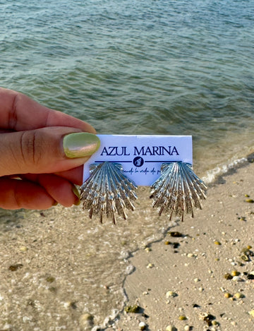 Aretes concha plateada